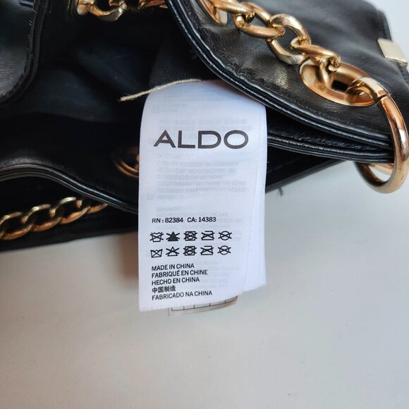 ADORABLE ALDO Mini Bucket Bag Black Gold Tone Key and Hardware - Picture 8 of 10
